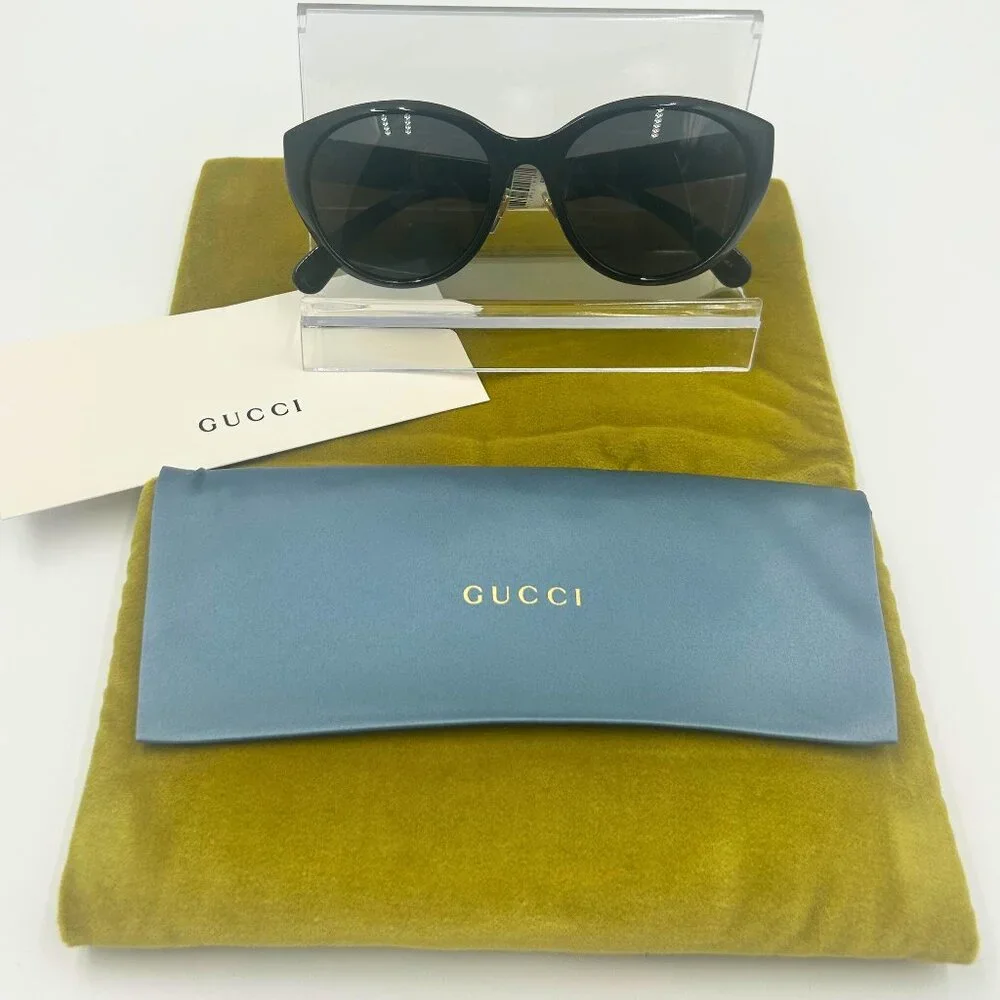 AUTHENTIC Gucci GG0814SK Oversized Cat Eye Sunglasses Black Made in Italy NWT - Picture 2 of 6